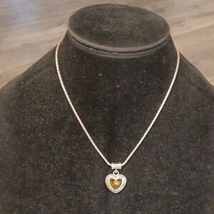 Brighton Silver Necklace with Gold Heart Pendant